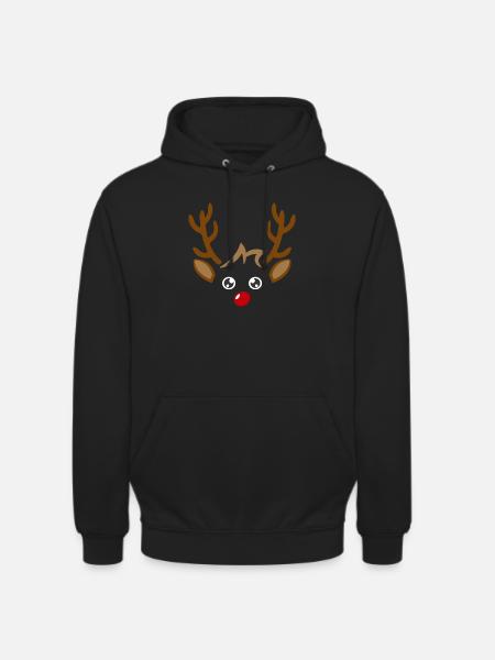 Cute reindeer boy face Christmas Xmas - Unisex Hoodie - black