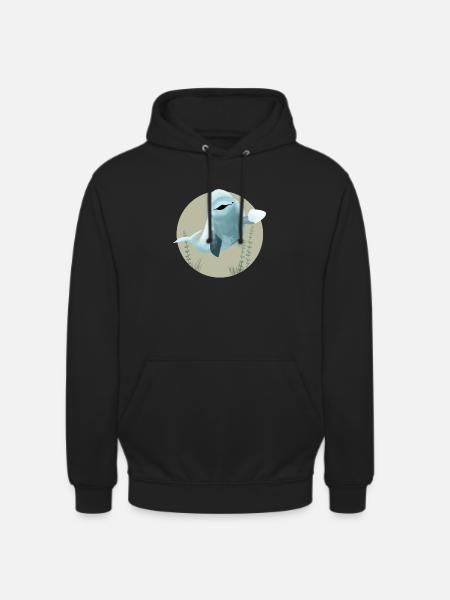 Cheerful deep-sea whale Beluga in circle - Unisex Hoodie - black