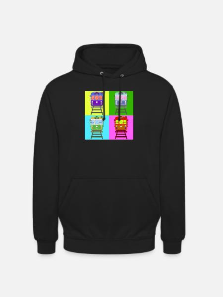 Tramway, pop art tram - Sweat-shirt à capuche unisexe - noir
