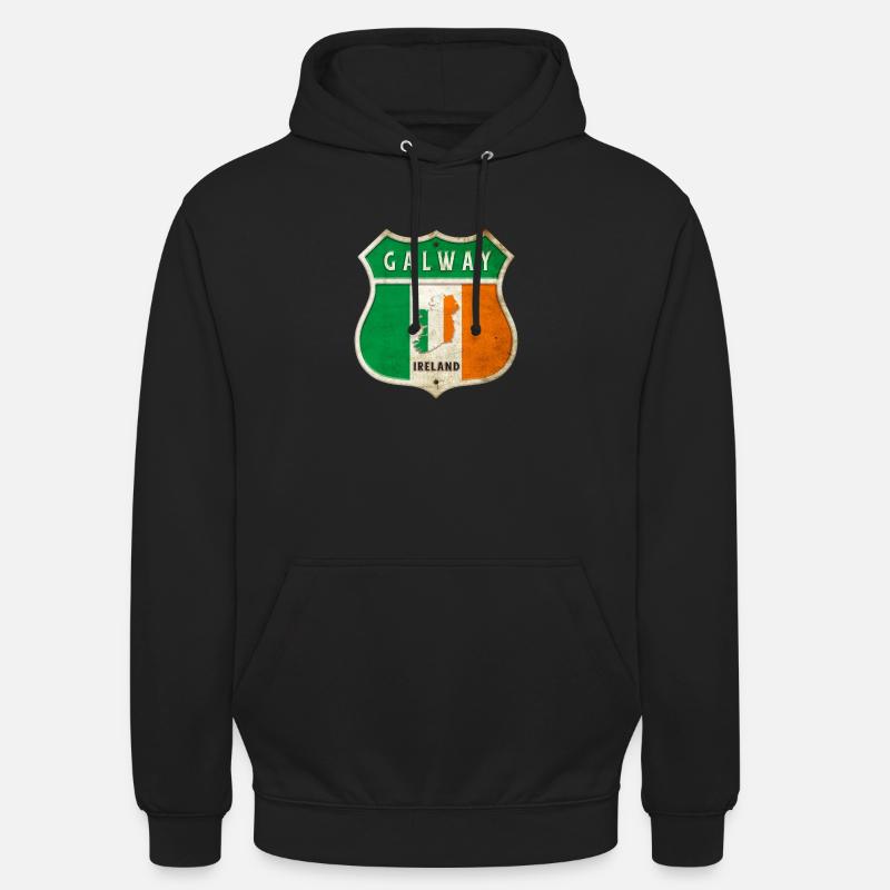 Galway Irlande Armoiries Drapeaux Design - Sweat-shirt à capuche unisexe - noir