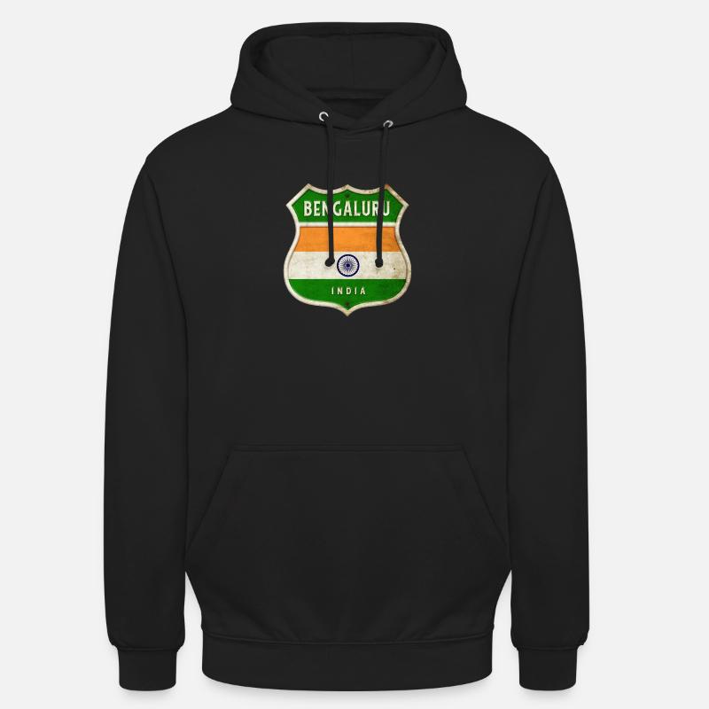 Bengaluru Inde Armoiries Drapeaux Design - Sweat-shirt à capuche unisexe - noir