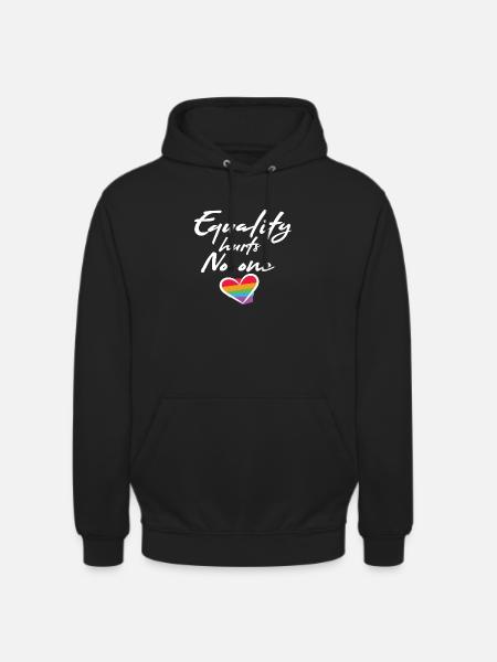 Rainbow Heart Statement Love Peace - Unisex Hoodie - black
