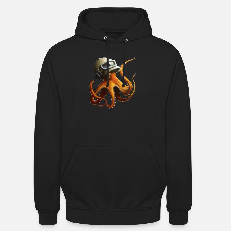 Krake Oktopus mit Helm Geschenkidee - Unisex Hoodie - Schwarz