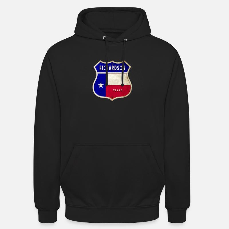 Richardson Texas Crest Flag Design - Unisex Hoodie - black