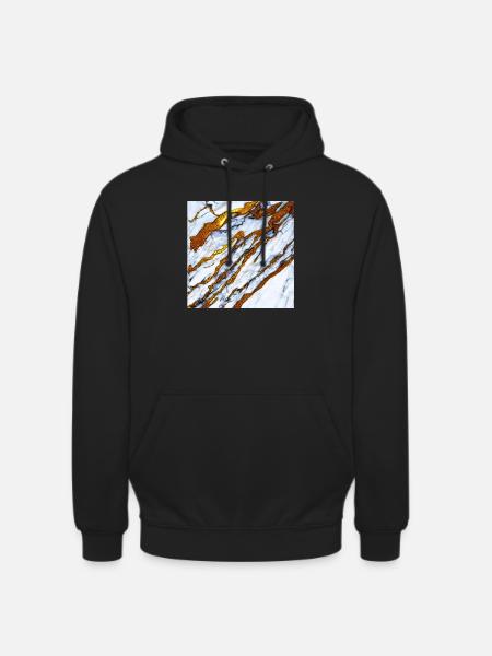 white marble meets gold - Unisex Hoodie - black