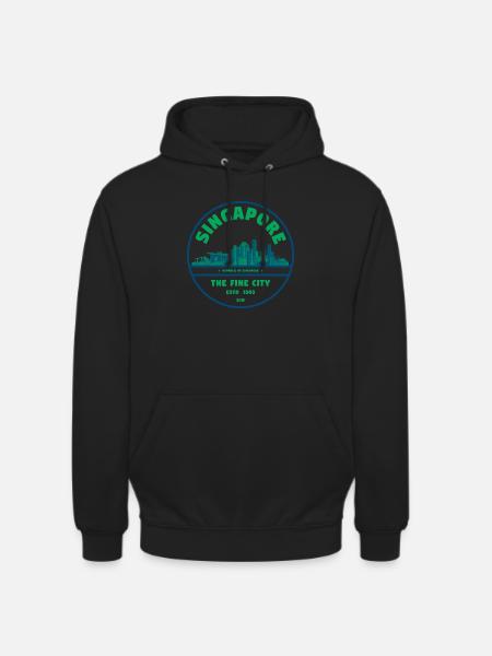 Singapore Skyline Emblem - Unisex Hoodie - black