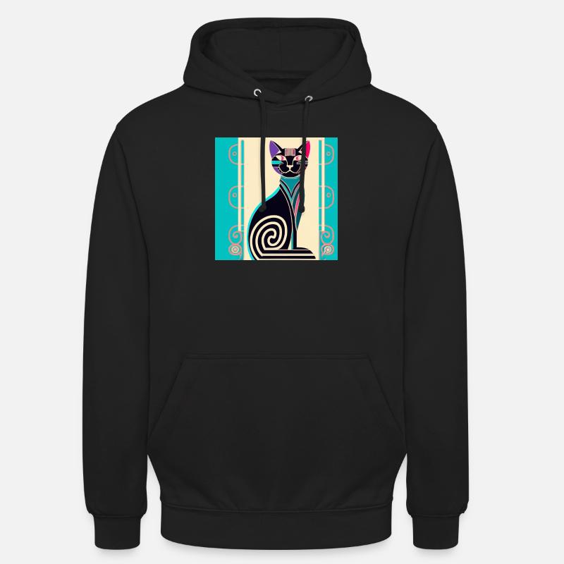 Néon Spirale Chat Art déco - Sweat-shirt à capuche unisexe - noir
