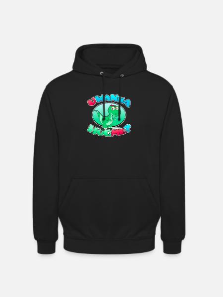 🦖 U WANNA HUG ME Dinosaurier - Unisex Hoodie - Schwarz