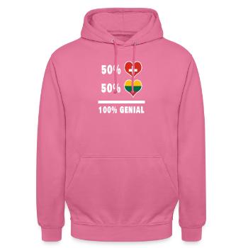 Lithuania and Switzerland 100% Awesome Flag - Unisex Hoodie - pink - Front - Alina (178cm) & Michal (187cm)