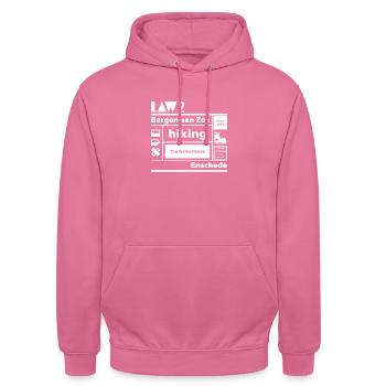 LAW 2 l Bergen aan Zee l Enschede l weiß - Unisex Hoodie - Pink - Vorne - Alina (178cm) & Michal (187cm)
