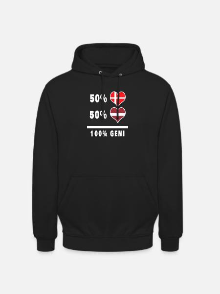 Letland og Danmark 100 % geni flag - Hættetrøje unisex - sort