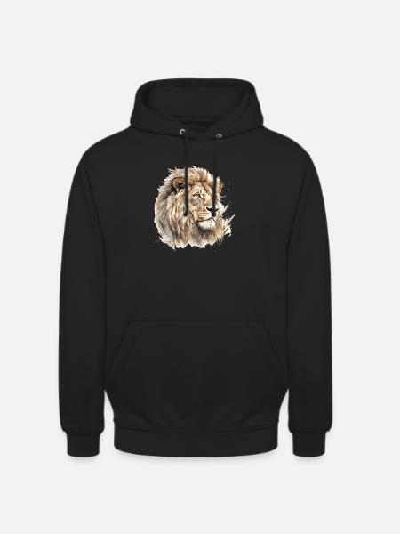 Löwe Portrait Aquarell - Unisex Hoodie - Schwarz