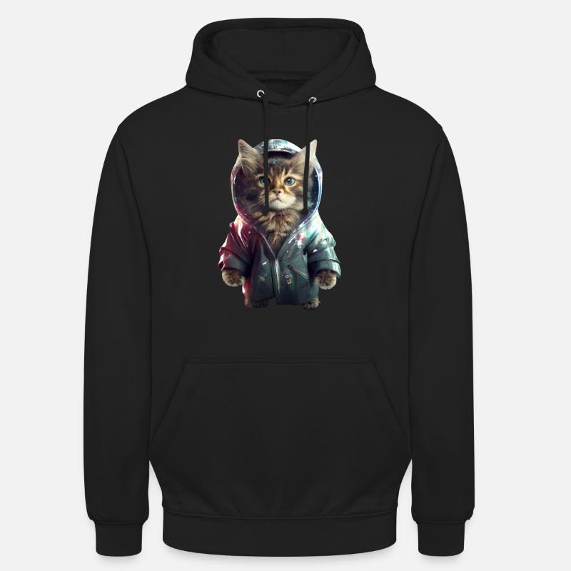 Chat de l’espace - Sweat-shirt à capuche unisexe - noir