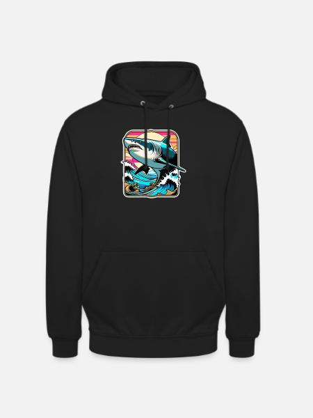 requin - Sweat-shirt à capuche unisexe - noir