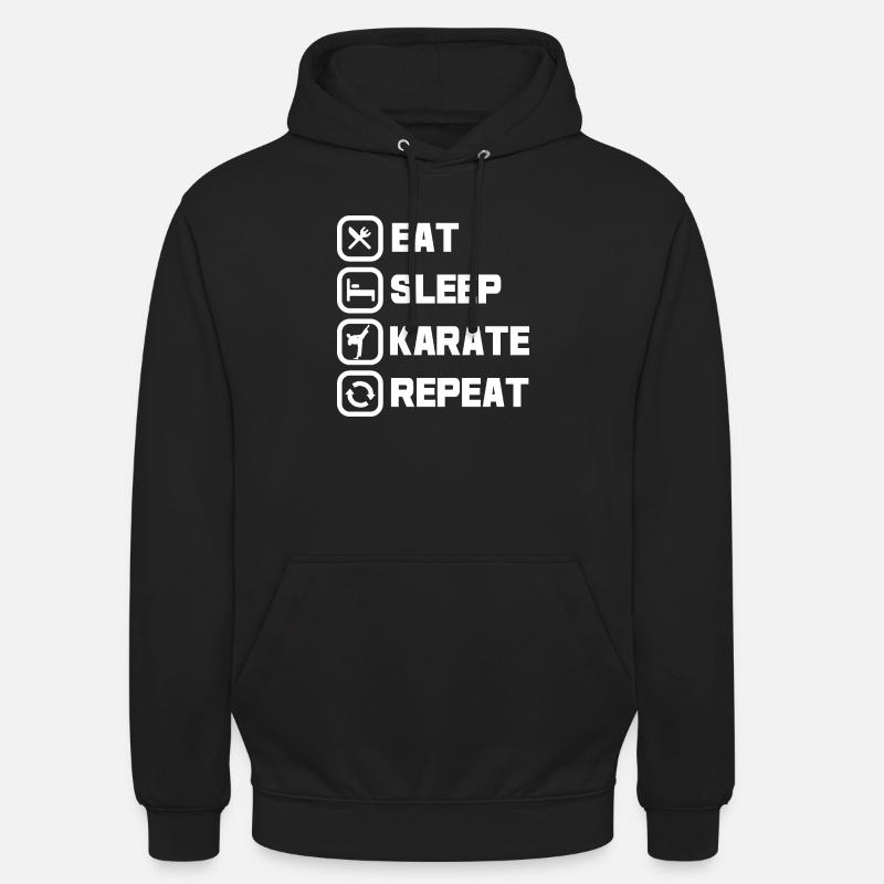 Eat sleep karaté repeat - Sweat-shirt à capuche unisexe - noir