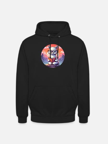 Well-read alpaca before sunrise - Unisex Hoodie - black