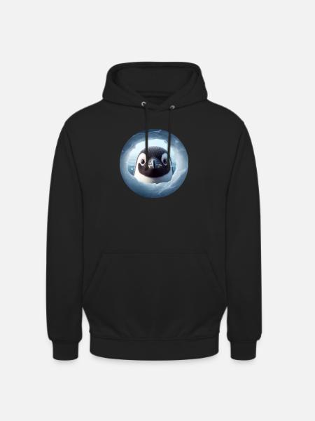 Penguin looking through snow hole - Unisex Hoodie - black