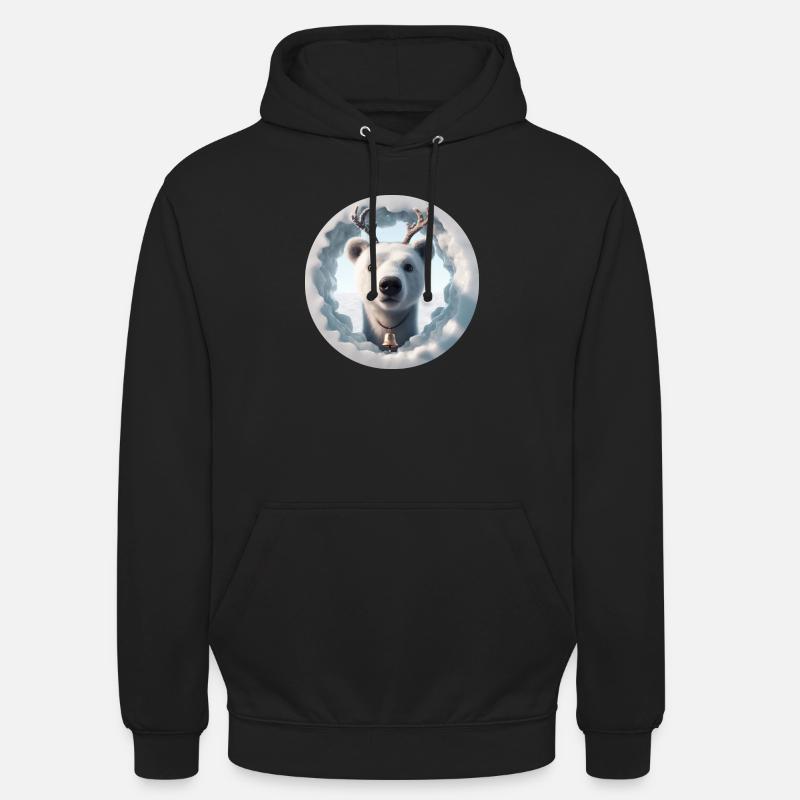 Reindeer head looking through ice - Unisex Hoodie - black