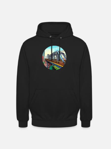 Comic Bridge in City - Unisex Hoodie - black