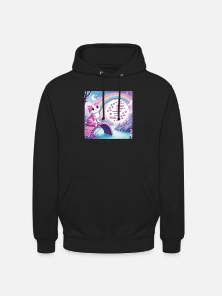 Chat avec arc-en-ciel - Sweat-shirt à capuche unisexe - noir