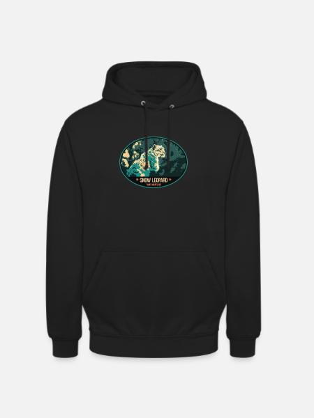 Snow Leopard illustration patch - Unisex Hoodie - black