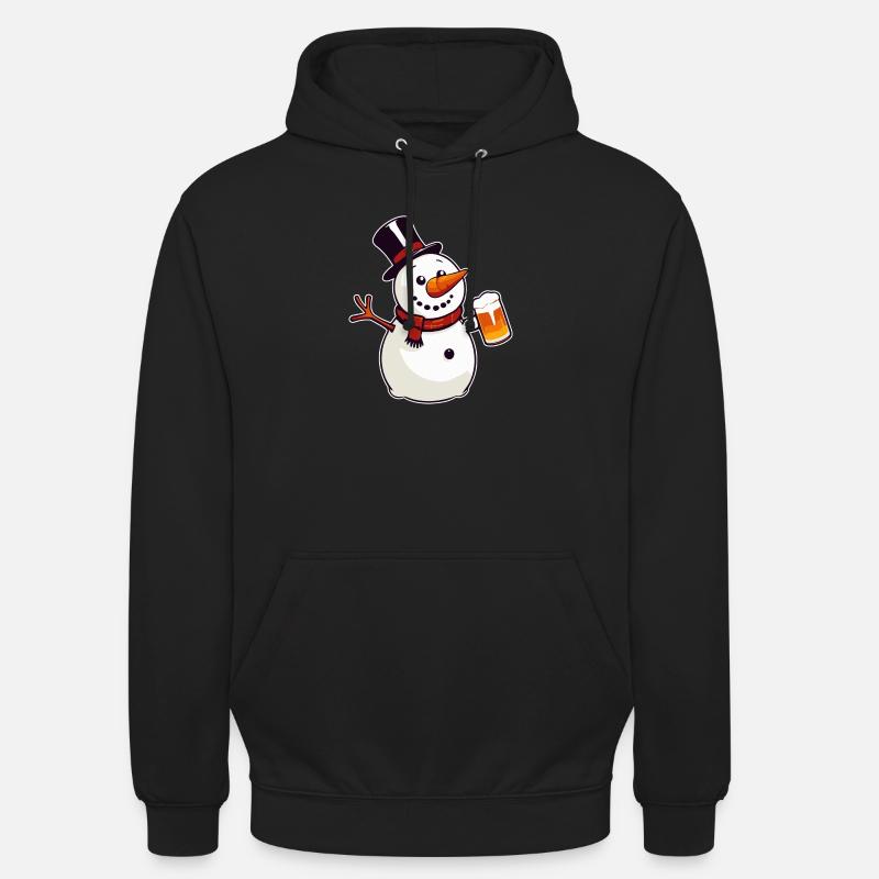 Snowman with beer - Unisex Hoodie - black