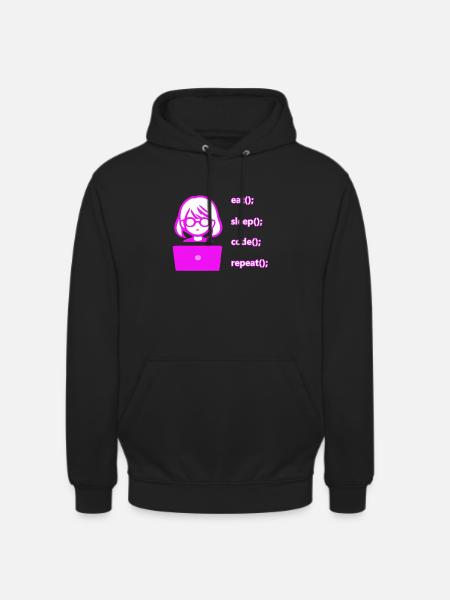 eat sleep code repeat Frau Computer - Unisex Hoodie - Schwarz
