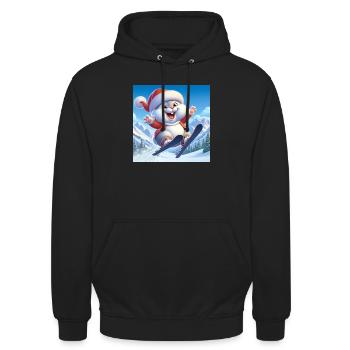 Lapin Saut Ski Noël - Sweat-shirt à capuche unisexe - noir - Devant - Alina (178cm) & Michal (187cm)