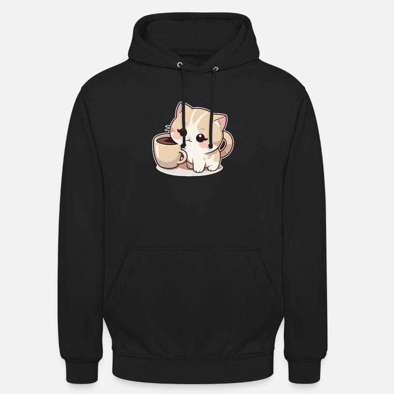 Chat au café - Sweat-shirt à capuche unisexe - noir