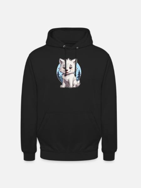 Niedlicher Wolf oder Hund Husky - Unisex Hoodie - Schwarz