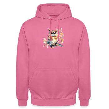 Eule mit Brille - Unisex Hoodie - Pink - Vorne - Alina (178cm) & Michal (187cm)
