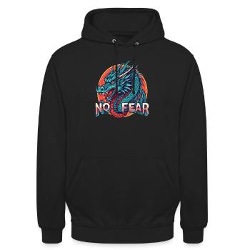 Furchtloses Zen: Dragon Edition - Unisex Hoodie - Schwarz - Vorne - Alina (178cm) & Michal (187cm)
