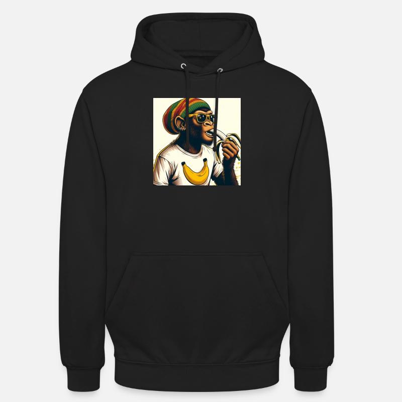 Cool monkey eats banana - Unisex Hoodie - black