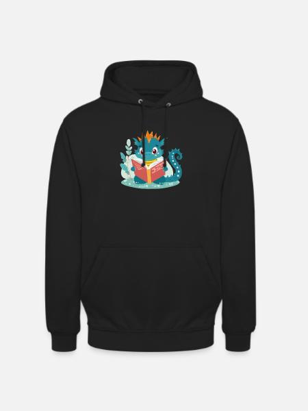 Little dragon with book - Unisex Hoodie - black