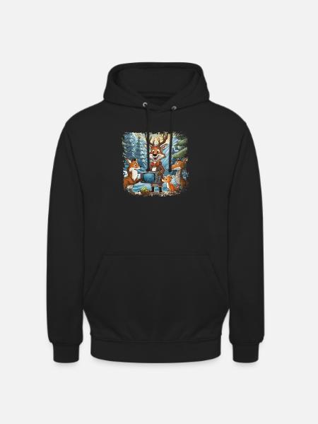 Forest animals watch TV - Unisex Hoodie - black
