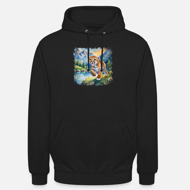 Niedlicher junger Tiger | Kinderbuchstil - Unisex Hoodie - Schwarz