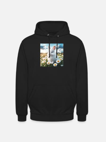 Adorable lapin blanc - Sweat-shirt à capuche unisexe - noir