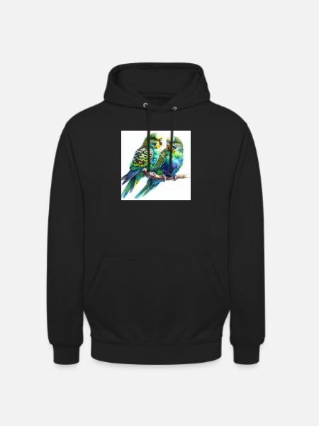 Perruches aquarelle - Sweat-shirt à capuche unisexe - noir