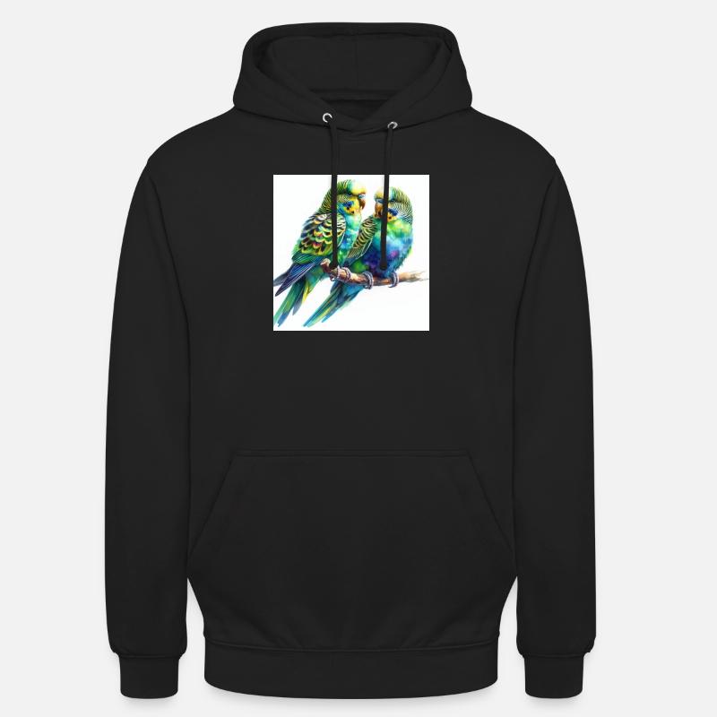 Perruches aquarelle - Sweat-shirt à capuche unisexe - noir