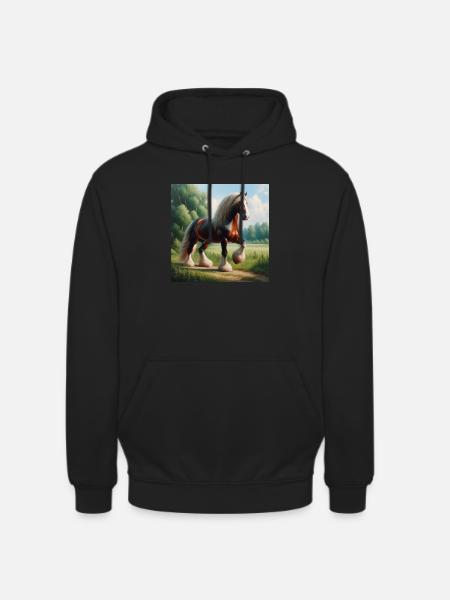 Aquarell Percheron Pferd - Unisex Hoodie - Schwarz