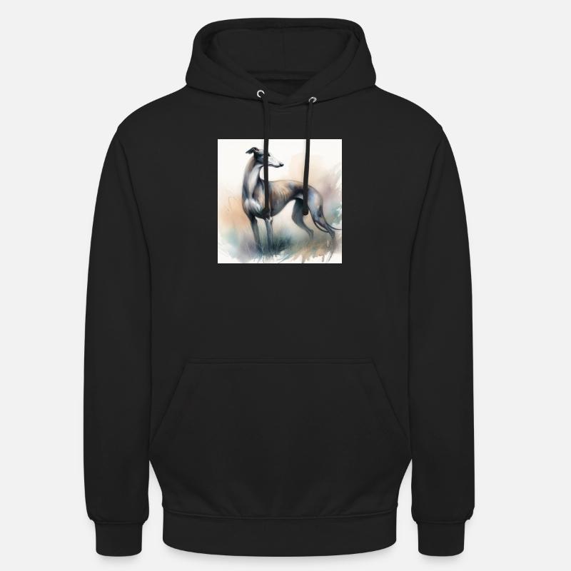 Lévrier aquarelle - Sweat-shirt à capuche unisexe - noir