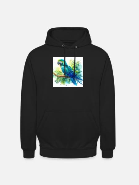 Aquarell Blauer Ara - Unisex Hoodie - Schwarz