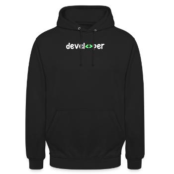 Developer Code Skripting Debug Informatik Geek - Unisex Hoodie - Schwarz - Vorne - Alina (178cm) & Michal (187cm)