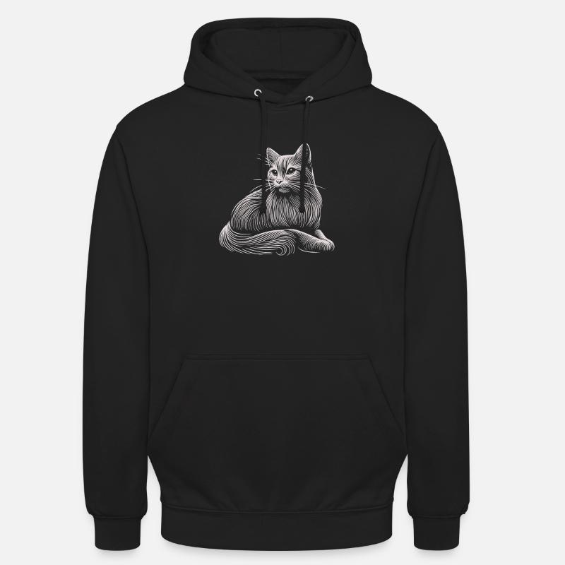 White Cat Patterns Light Strokes - Unisex Hoodie - black