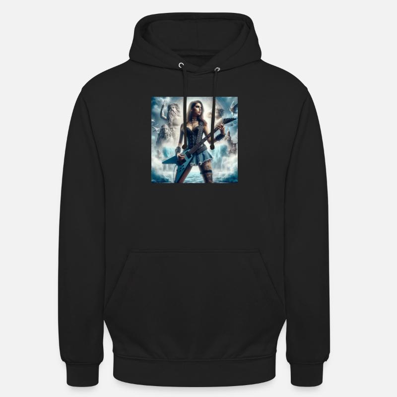 Guitariste avec Poséidon - Sweat-shirt à capuche unisexe - noir