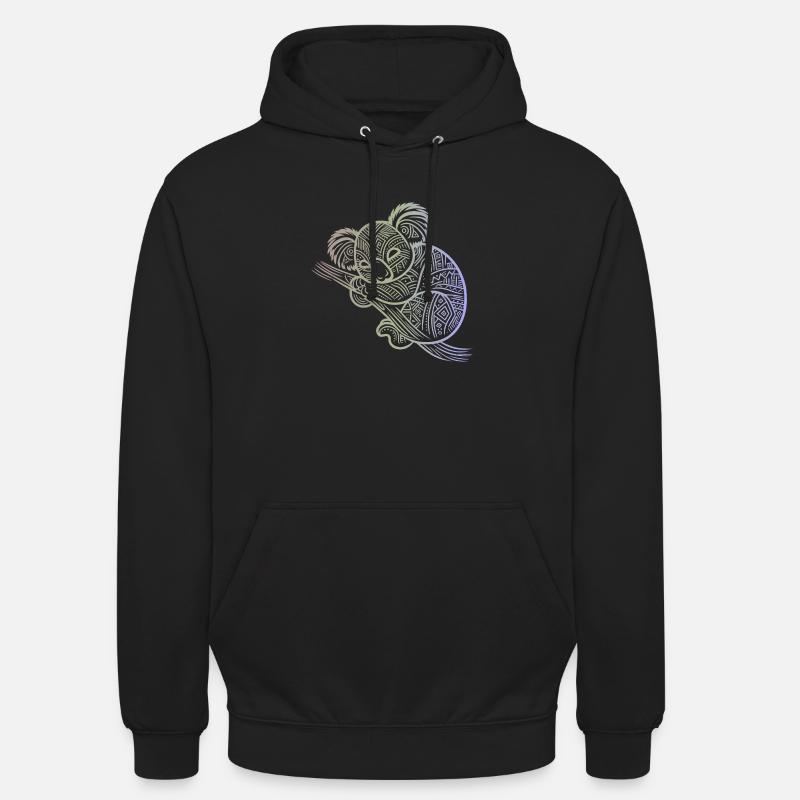 Koala in Aborigine-Mustern, Stammesmuster - Unisex Hoodie - Schwarz