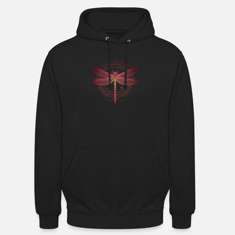 Dragonfly Spiral Patterns, Pink Gradient - Unisex Hoodie - black