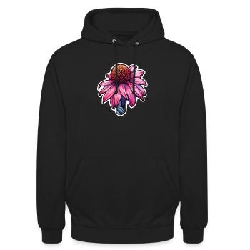 Fleur d’échinacée - Sweat-shirt à capuche unisexe - noir - Devant - Alina (178cm) & Michal (187cm)