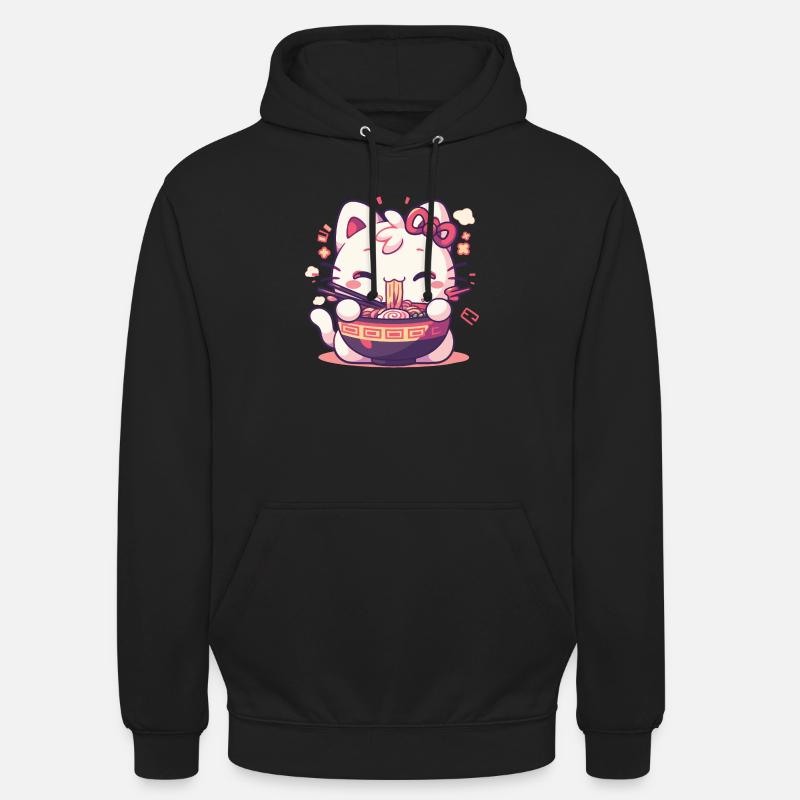 Katze isst Ramen - Unisex Hoodie - Schwarz