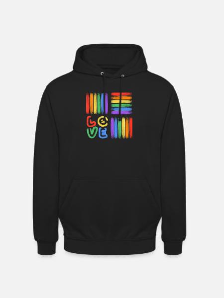 Rainbow Love Brush Art - Unisex Hoodie - black